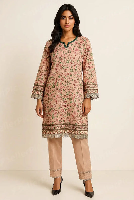 New Branded Pakistani/Indian Shalwar Kameez Multicolor Stitched 3 Piece Large-XL
