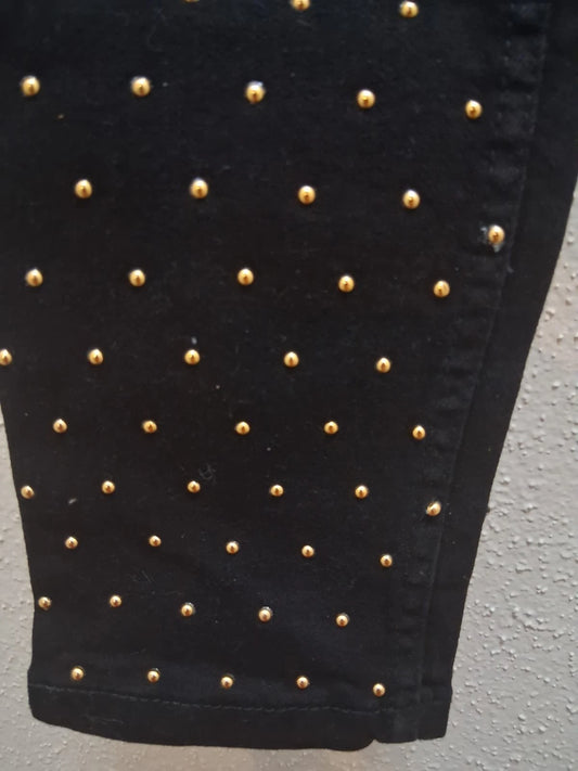 New Teen Girls Pants Black with Golden Stones Small Size