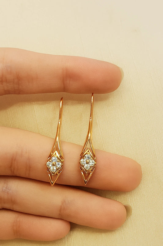 Gold Plated With White Stones Dangle Earrings Fashion Jewelry For Women