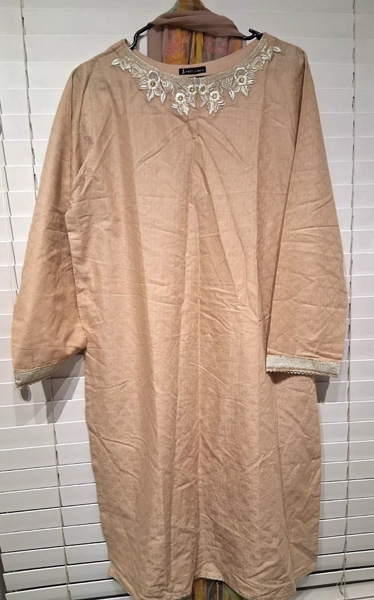 New 2 Piece Set Indian Pakistani Kurta Dress Women Size L Beige JJ Brand