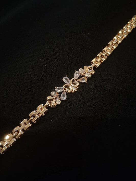 Women Bracelet Gold Plated with White Stones New Stylish