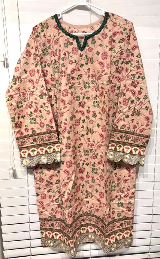 New Branded Pakistani/Indian Shalwar Kameez Multicolor Stitched 3 Piece Large-XL