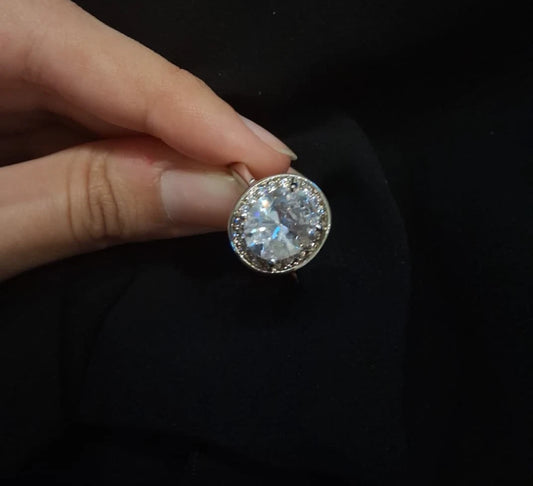 Women Fashion Jewelry Silver Rhinestone Wedding Engagement Ring Size 8