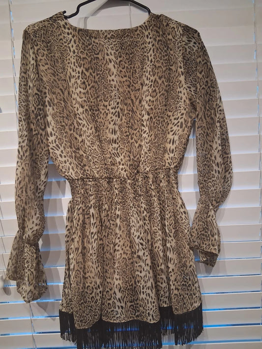 Teen Girls Top In Medium Size Animal Print Stretchable