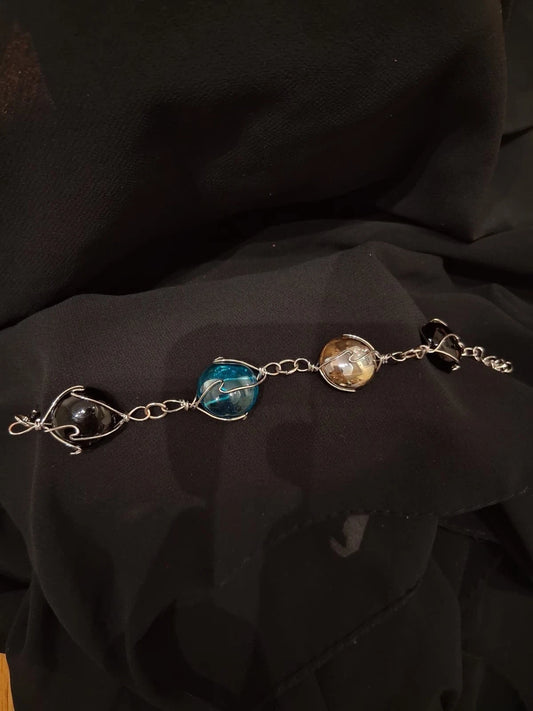 Share Women Silver Plated Large Multicolor Stone New Bracelet