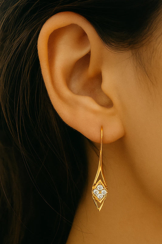 Gold Plated With White Stones Dangle Earrings Fashion Jewelry For Women