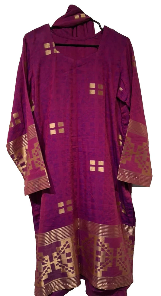 New Purple Women’s 2pc Pakistani Shalwar Kameez Stitched Large JJ Brand Cloth