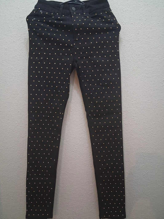 New Teen Girls Pants Black with Golden Stones Small Size